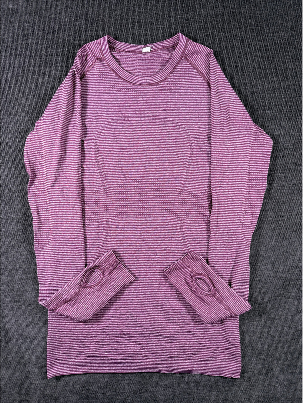 Lululemon Swiftly Tech Long Sleeve Crew Shirt, Burgundy & Pink Stripped, Size 6